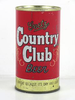 1951 Goetz Country Club Beer 12oz 51-32.2 Flat Top Can St. Joseph Missouri
