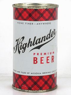 1958 Highlander Beer 12oz 82-12.1 Flat Top Can Missoula Montana