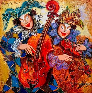 Ronevsko Original painting on canvas  "Musicians"