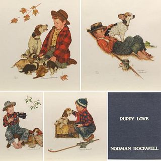 Norman Rockwell Lithographs on paper "Puppy Love"