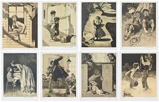 Norman Rockwell (1894-1978) lithograph (Set of 8) "Tom Sawyer"