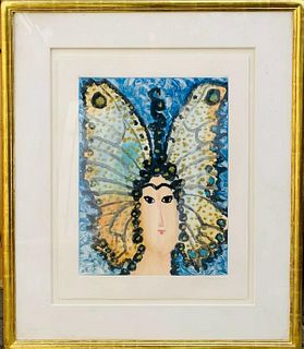 MICHAIL MAYOFIS ORIGINAL ONE OF KIND MONOPRINT ON PAPER "BUTTERFLY"