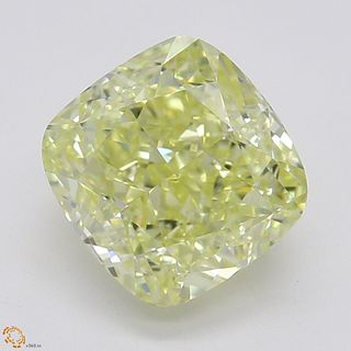 1.41 ct, Natural Fancy Yellow Even Color, VVS2, Cushion cut Diamond (GIA Graded), Appraised Value: $24,300 
