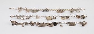 Vintage Collection of Three Sterling Silver Charm Bracelets