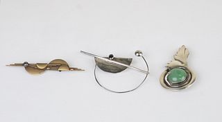 Vintage Collection of Three Modernist Brooch~