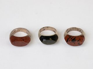 Vintage Taxco Sterling Silver Ring Collection of Three