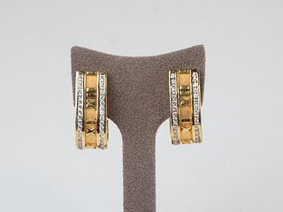 Sterling Silver/ Gold Vermeil Roman Numeral & CZ Earrings