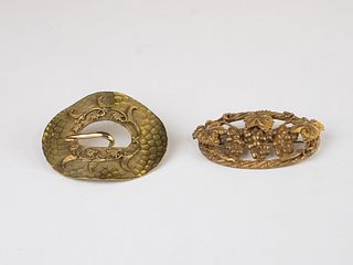 Edwardian Brass Brooches 