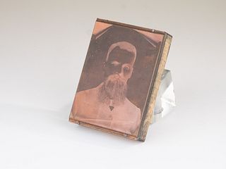 Copper Printing Plate Mounted on wood Block of a Civil War Era Soldier