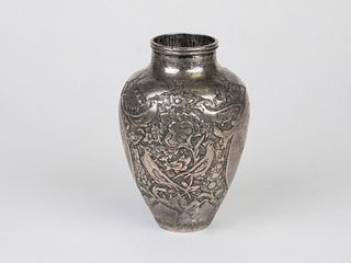 Antique Repousse Persian Sterling Silver Vase