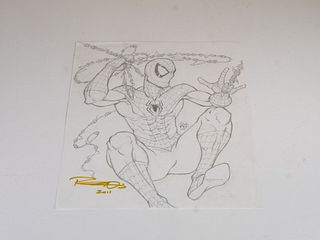 Rob Hix~ Original Art~ Spiderman Pencil Drawing~ Signed Twice 