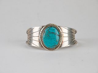 Herbert Toledo~ Navajo Sterling Silver & Turquoise Cuff Bracelet