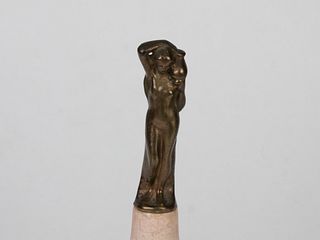 Art Deco Bronze Nude Lamp Attached to a Marble Base