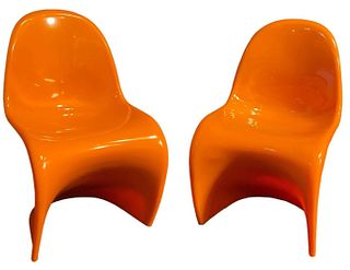 Miniature PANTON Style Orange S Chair, Pair 