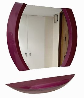 Purple Post Modern Mirror w Floating Hall Console 