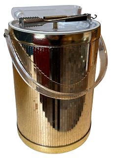 Mid Century Gold Mirrored Ice Bucket 
