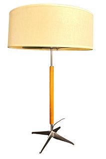 GERALD THURSTON for LIGHTOLIER Table Lamp, Walnut & Chrome
