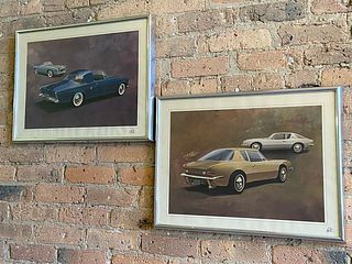 Two Vintage Studebaker Car Prints, Signed