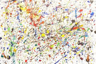 After POLLACK (American, 1912-1956) Splatter Paint Oil on Canvas 