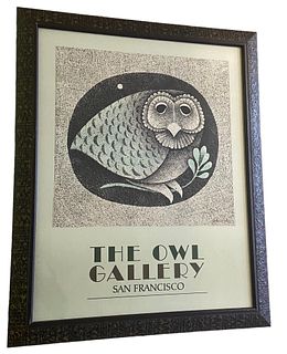 Framed Print for The Owl Gallery San Francisco After CAROL JABLONSKY "NOCTUA" (American, 1939-1992)