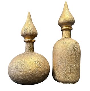 Ceramic Mid Century Bottle Vases, Two 