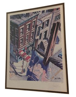"Shirt on Broadway" Signed and Numbered Lithograph, YVES B MARTIN 