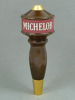 1970s Fabulous Michelob Beer 6¾ Inch Red Label Wooden Tap Handle
