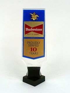 NOS 1980s Budweiser Beer Served 10 Years 8¼ Inch Lucite Tap Handle