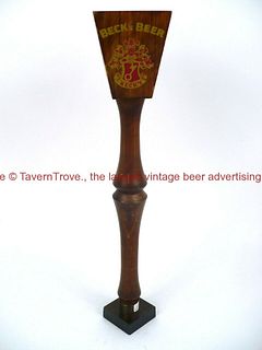 Large 1970s Germany Beck's Beer 4-Sided 14½ Inch Wood Tap Handle