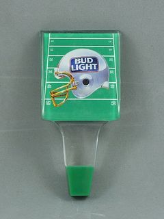 New In Bag 1990s Budweiser Bud Light Beer Football Helmet 6½" Lucite Tap Handle