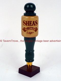 1980s Shea's Blonde Lager Beer 8 Inch Wood Tap Handle