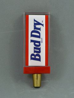 NOS 1980s Budweiser Bud Dry Beer Red & White 6 Inch Lucite Tap Handle