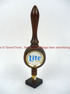 1980s Miller Lite Beer 11½ Inch 3-Face Wood Tap Handle