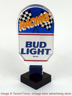 1990s Bud Light Sports Silver Auto Racing 6½" Acrylic Tap Handle
