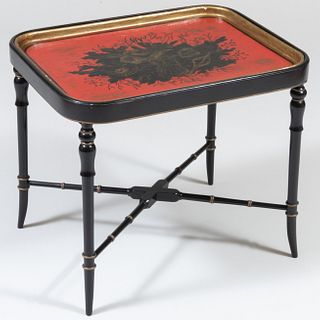 Regency Painted Papier Mache Tray on Later Stand