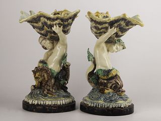 Pair of looting newts in Italian ceramic