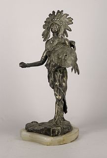 American indian bronze sculpture