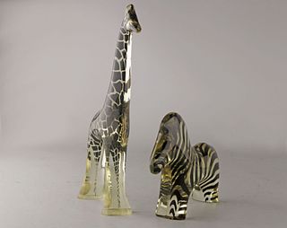 Acrylic Giraffe and Zebra by famous brazilian artist Abraham Palatnik