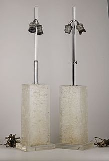 Pair of exploding acrylic design lamps