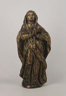 19th century wooden carved figure of a Virgin