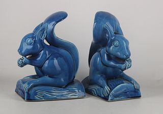 Pair of orientalist ceramic squirrels