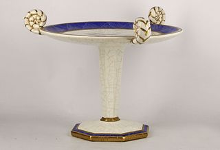 Enamel Ceramic Fruit Stand in Art Deco style by Longwy