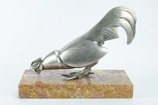 Art Deco Bronze Silver Plated Rooster