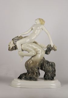 Porcelain Hutschenreuther Selb Bavaria nude woman and centaur