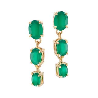 4.00 TW Cts green Agate 18K gold Plated  Earrings 
