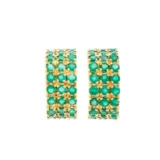 2.25 TW Cts green Agate 18K gold Plated  Earrings 