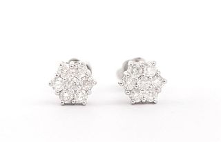 0.55 Cts Certified Diamonds 14K White gold  Earrings 