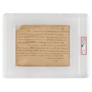 James Madison Autograph Letter Signed - PSA NM-MT 8