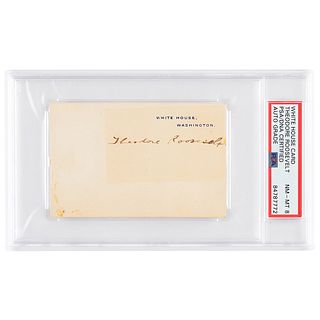 Theodore Roosevelt Signed White House Card - PSA NM-MT 8