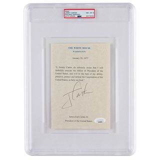 Jimmy Carter Souvenir Typed Quote Signed - PSA NM-MT 8